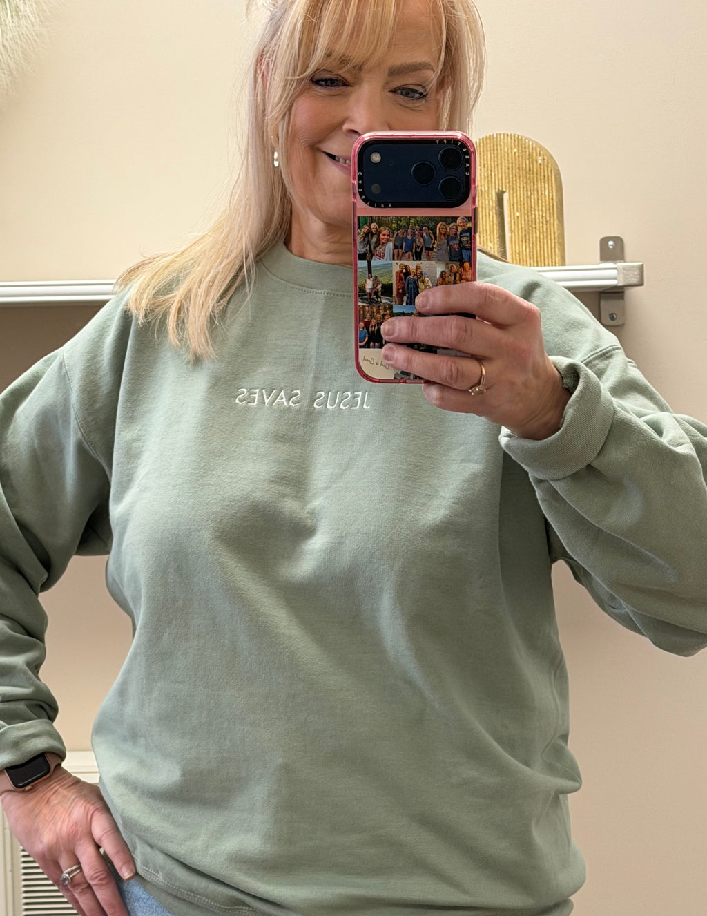 Jesus Saves Embroidered Crew