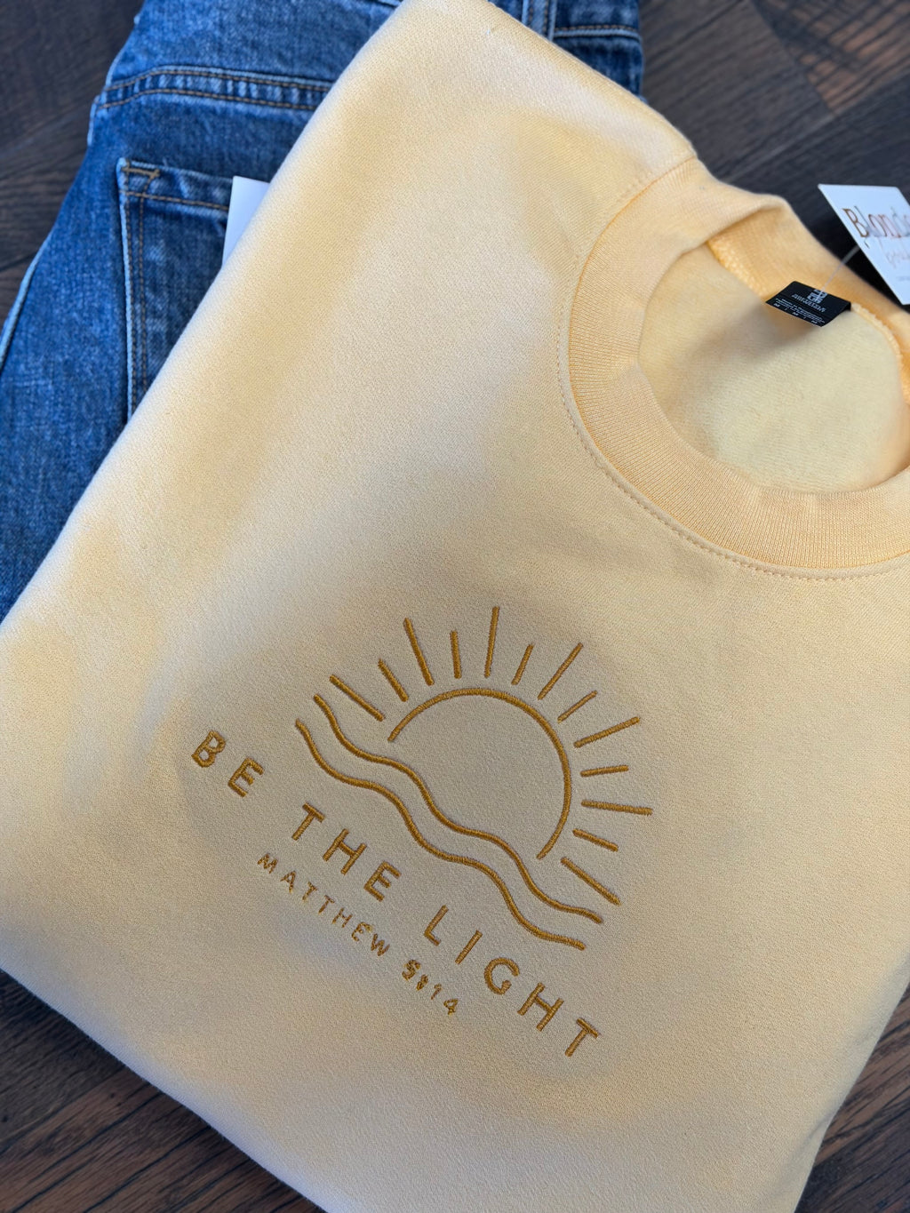 Be The Light Premium Soft Crewneck/ Matthew 5:14