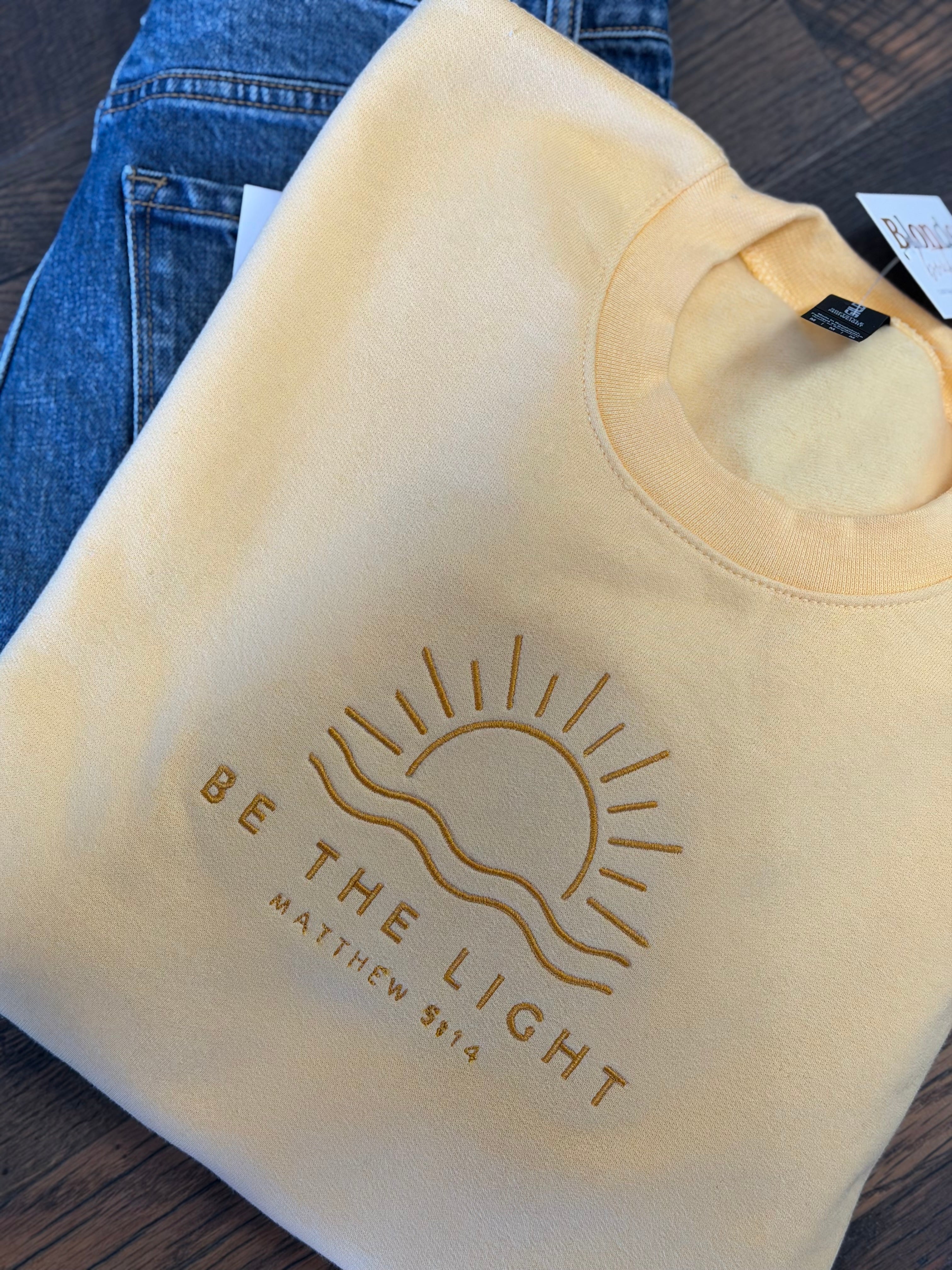 Be The Light Premium Soft Crewneck/ Matthew 5:14